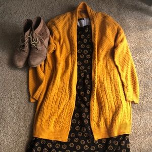 Charlotte Russe mustard woven oversized cardigan